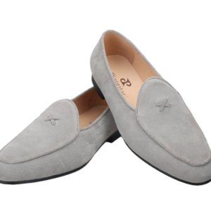 Men's Fashion Round Toe Grey Loafers Classical Suede Gommino Party Dress Shoes